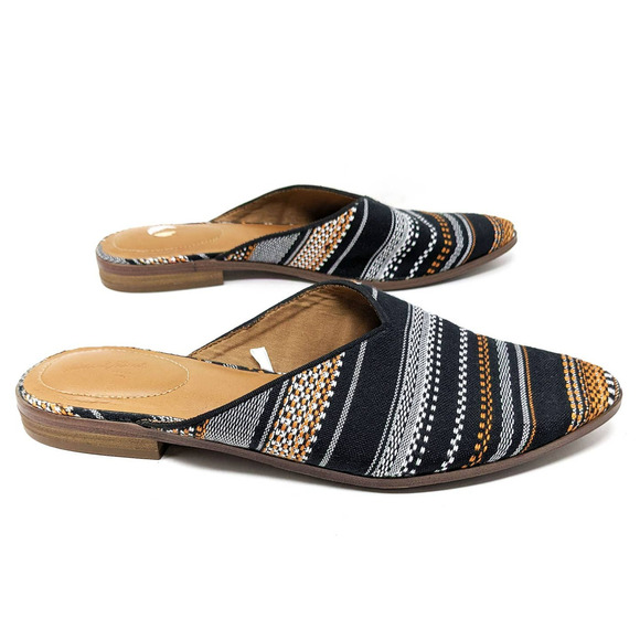 Universal Thread Womens 9.5 Lana Mules Tribal Black Gold White Stripe Shoes - Picture 5 of 7